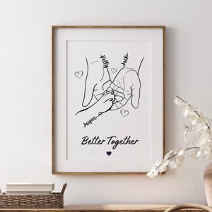 Impronta personalizzata di zampa di cane e mano umana / Arte murale "Better Together" / Regalo per amanti degli animali / Decorazione per proprietari di cani / Ricordo personalizzato con disegno a tratteggio di animali domestici