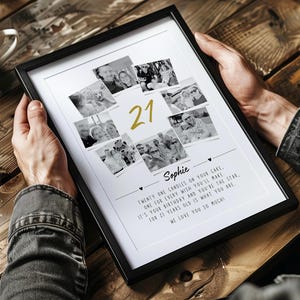 Personalised 21st Birthday Photo Collage Gift, Custom Memory Keepsake Print