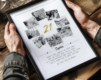 Personalised 21st Birthday Photo Collage Gift, Custom Memory Keepsake