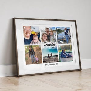 Personalised Daddy Photo Colllage, Father&#39;s Day Gift,  Picture Frame for Dad, Birthday Gift for Him, Family Photo Print, Unique Dad Gift Art