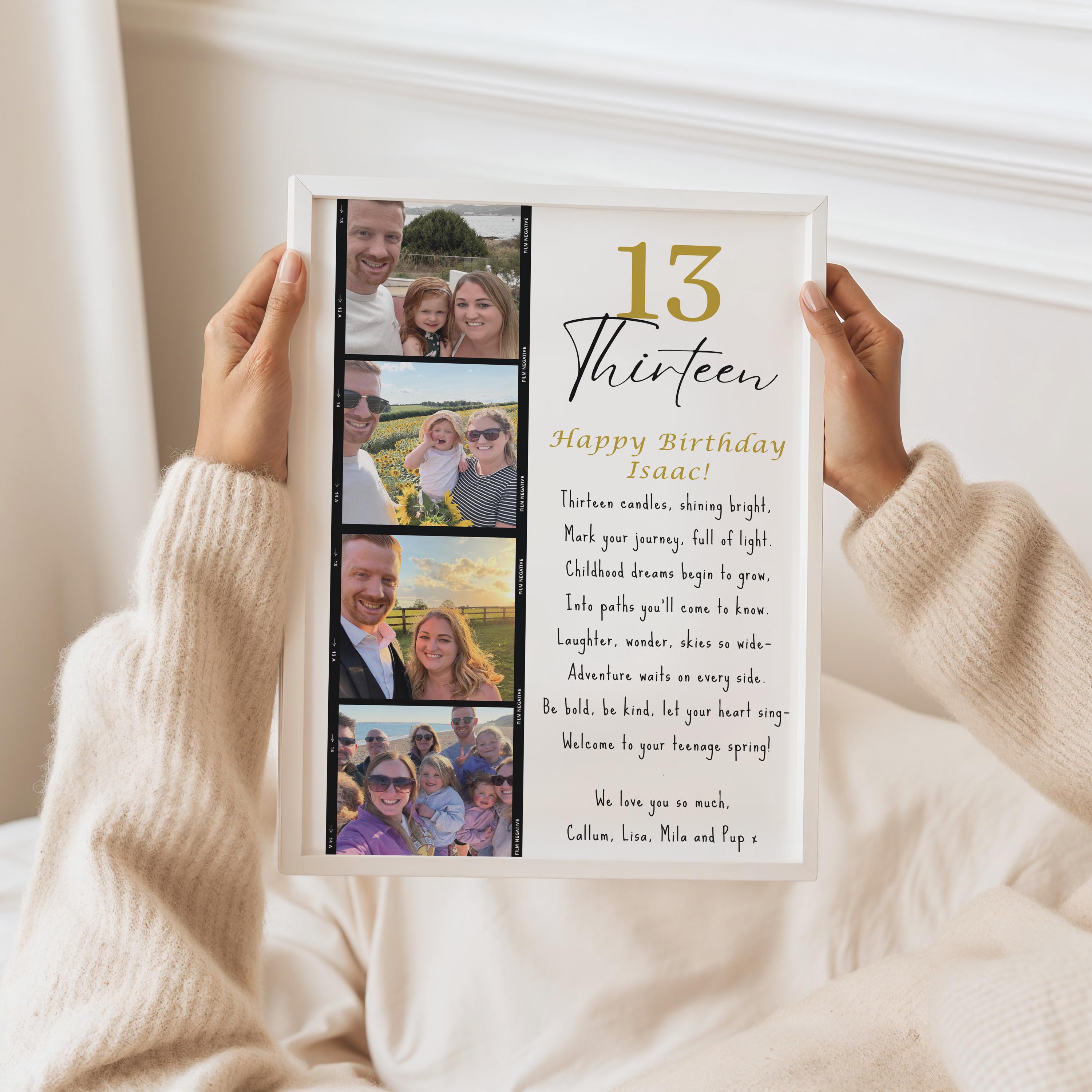 Personalised 13th Birthday Photo Frame, Teen Milestone Keepsake Gift ...