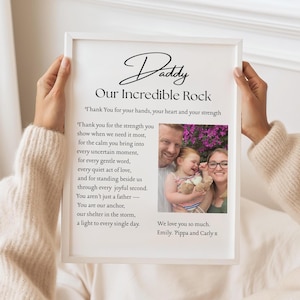 Regalo personalizzato per la festa del papà, regalo per il papà da parte del bambino, cornice fotografica personalizzata per il papà, regalo sentimentale per lui, stampa di una poesia per il papà, regalo per neo-papà