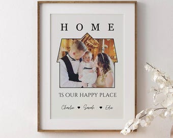 Personalised Family House Photo Print, Custom Housewarming Gift, Home Decor