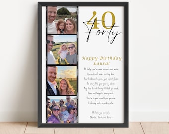 Gepersonaliseerde fotocollageafdruk 40e verjaardag: betekenisvolle veertigste aandenken voor mijlpaalverjaardag