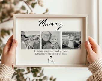 Personalisierte Mama Fotodruck mit drei Bildern, Geschenk zum Geburtstag von Kindern