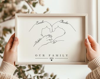 Custom Dog Family Line Art Print, Personalised Pet Portrait Gift, Dog Mum Poster
