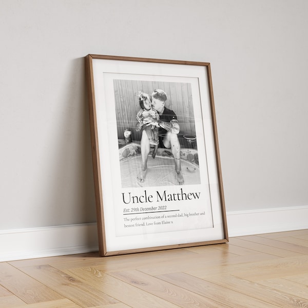 Personalised Uncle Photo Print, Nephew Niece to Uncle, Uncle Birthday Gift, Custom Uncle, Brother Gift from Children, Uncle Family Gift