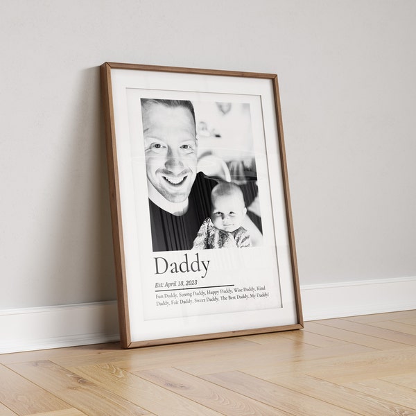 Custom Fathers Day Gift, Personalised Family Print For Dad, Custom New Daddy Gift, Mono Photo, Family Gift, First Fathers Day, Daddy Gift