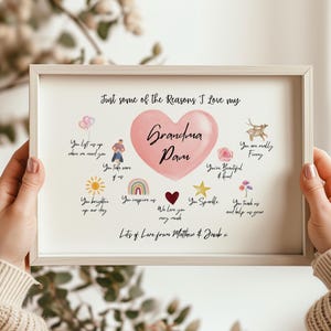 Custom Grandma Reasons I Love You Print: Watercolor Affirmation Art