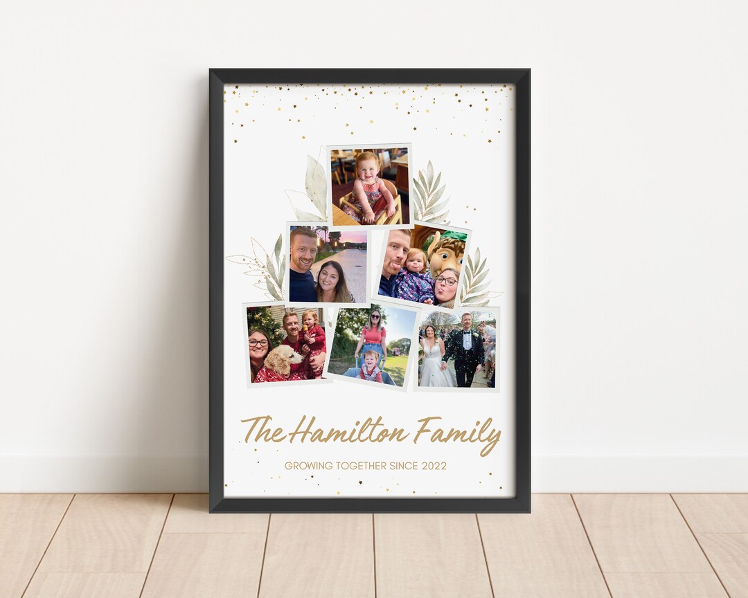 Personalised Family Photo Collage Print, Botanical Style - Etsy