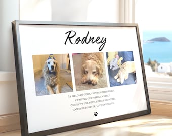 Personalised Dog Memorial Gift, Photo Collage Print for Loss of Beloved Dog Keepsake