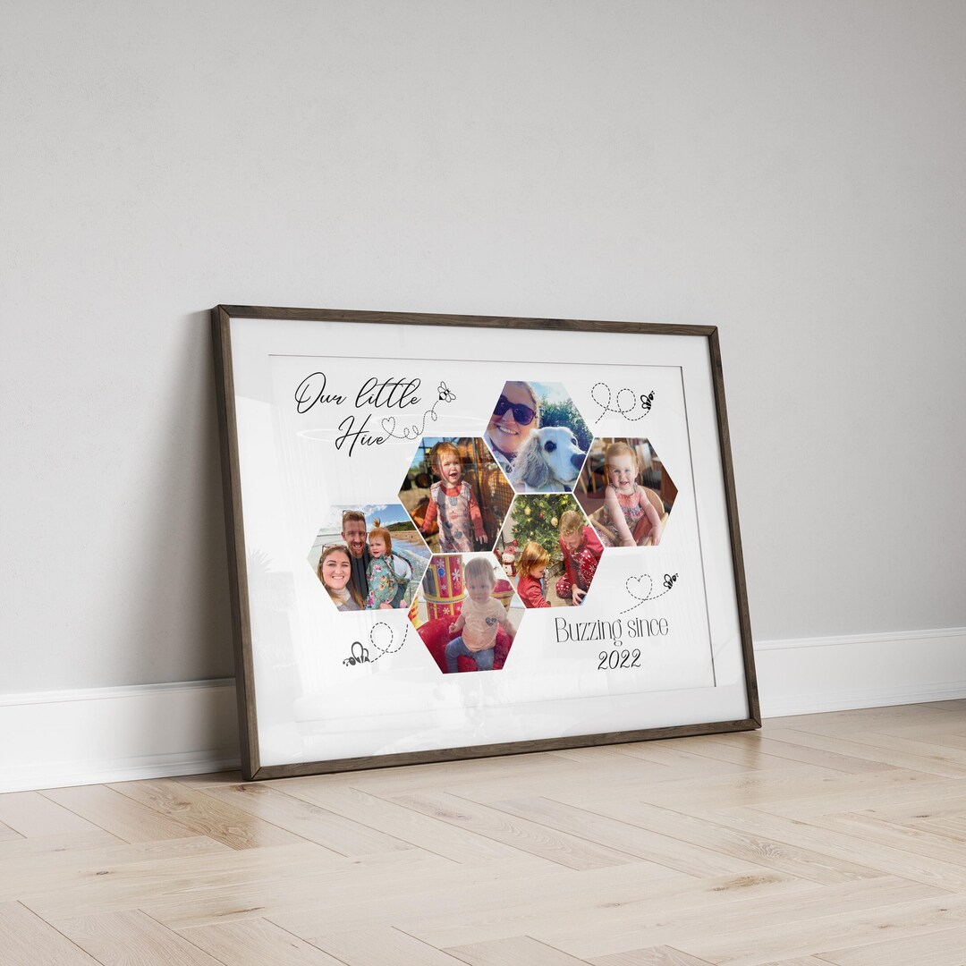 Personalized Family Photo Collage Print: Beehive Wall Art - Etsy