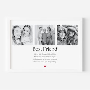 Collage fotografico per la migliore amica, regalo di amicizia personalizzato, cornice personalizzata, regalo per un'amica a distanza, regalo sentimentale per lei