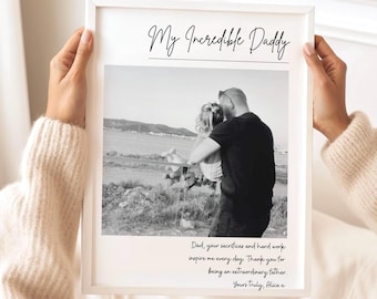Benutzerdefinierter Papa Fotodruck, personalisiertes Papa Geschenk vom Kind, minimalistische gerahmte Wandkunst
