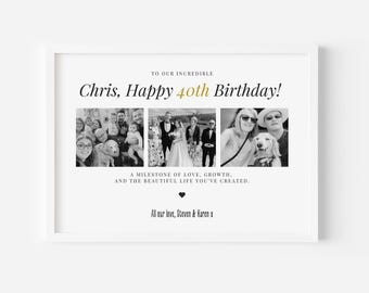 Impression photo personnalisée pour 40e anniversaire, cadeau d'étape importante