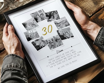 Personalisiertes Fotogeschenk zum 30. Geburtstag, Meilenstein-Druck Dreißig Andenken Geschenkrahmen