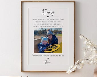 Personalised Nursery Teacher Gift Print, Photo Thank You Poster