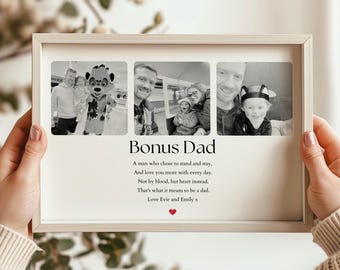 Personalisierter Stiefvater-Fotodruck, individuelles Familienfoto als Geburtstagsgeschenk für Bonus-Papa