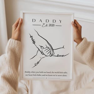 Regalo personalizzato con impronta della mano del papà, stampa personalizzata padre e figli, regalo per la festa del papà, ricordo artistico del neo-papà, regalo dai figli al papà