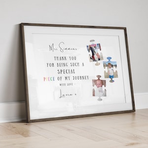 Personalised keyworker thank you gift, puzzle photo print with child photos nursery name and heartfelt message keepsake