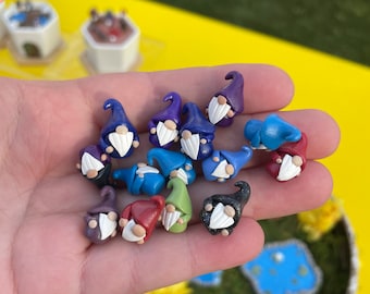 Mini hand sculpted polymer clay gnomes  random lot fairy garden accessories