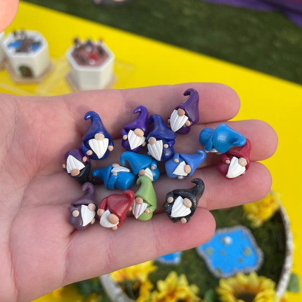 Mini hand sculpted polymer clay gnomes  random lot fairy garden accessories