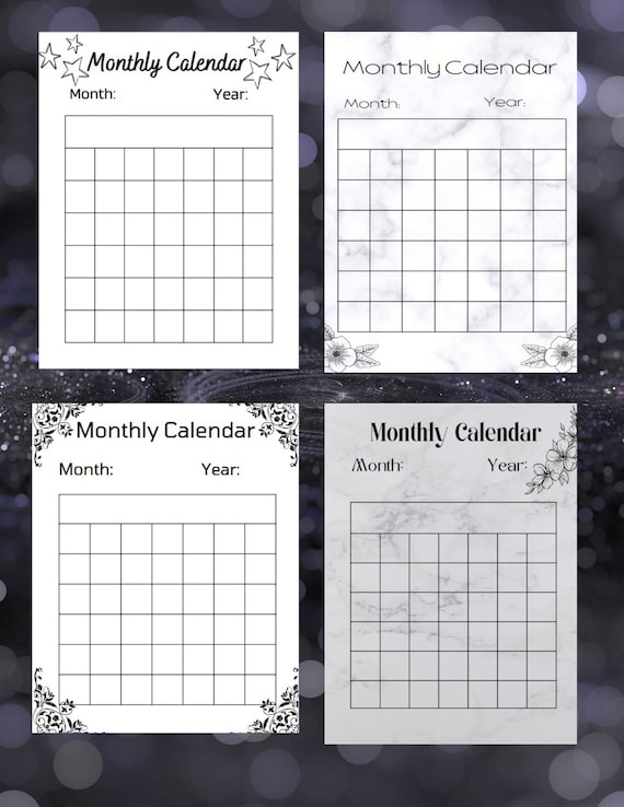 Printable Monthly Calendar Printable Digital Designs - Etsy