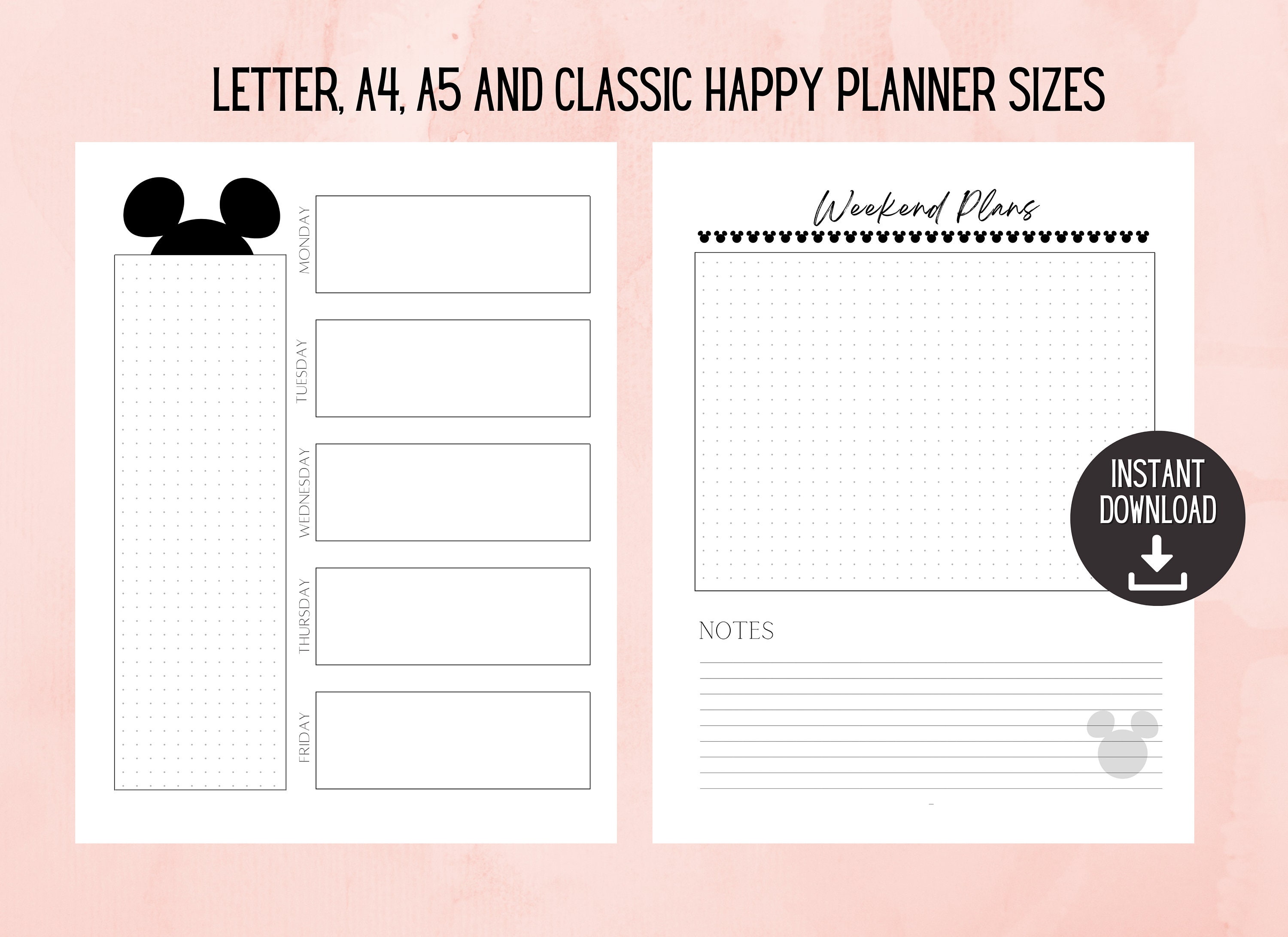 Digital Download Weekly Planner, Weekly Spread, Printable Planner, Week ...