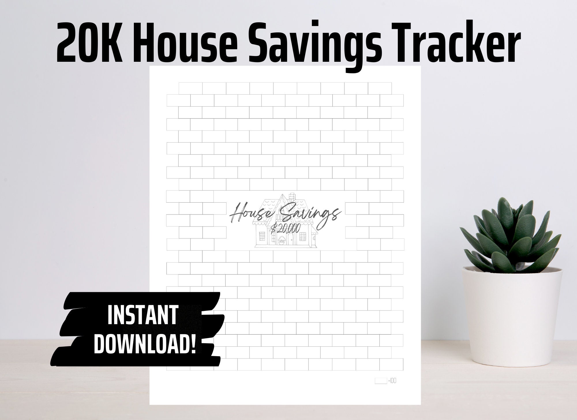 20K Savings Challenge, House Savings Goal Printable Planner Insert ...