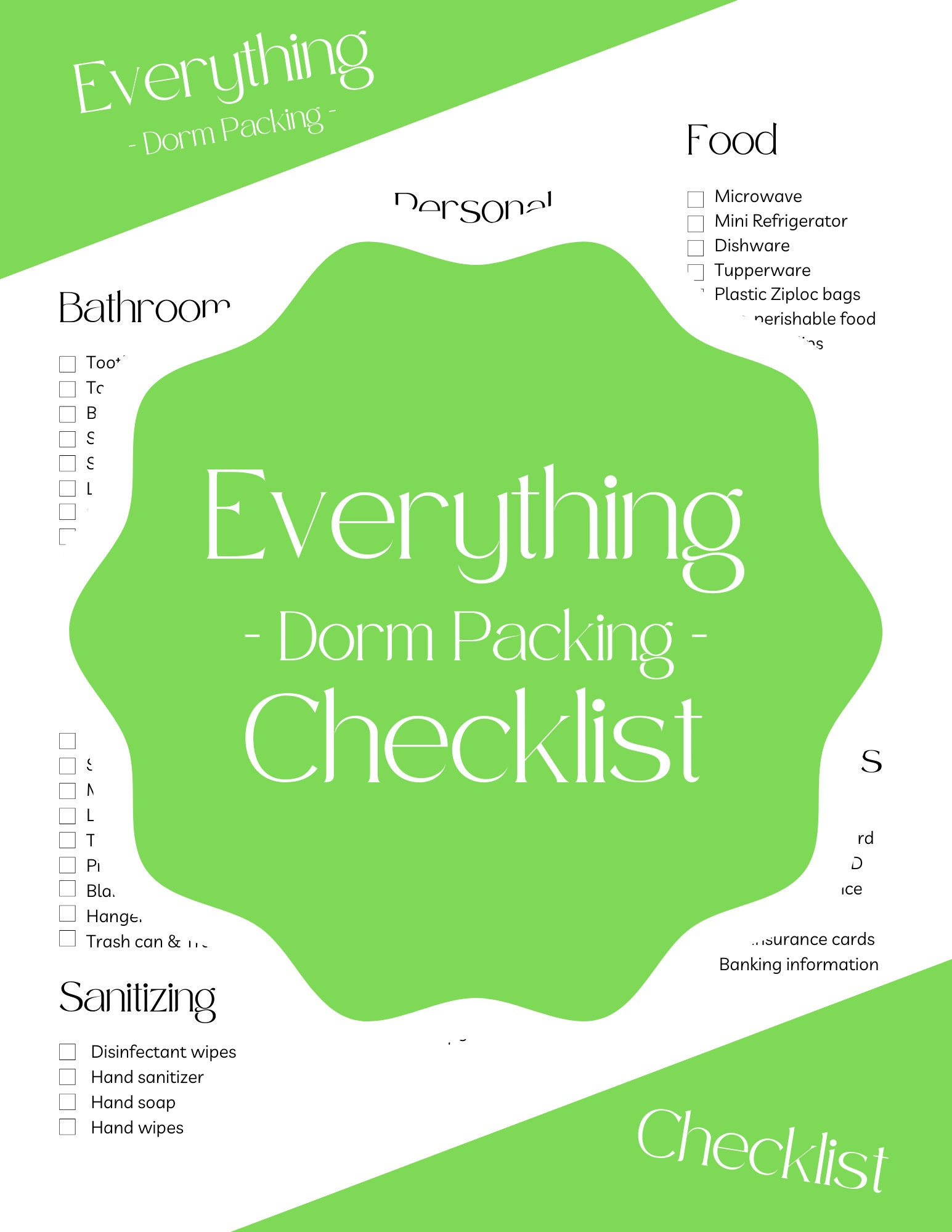 The Everything 'dorm Packing' Checklist Etsy