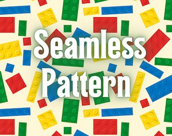 Colorful Toy Brick Seamless Pattern, PNG/SVG (Digital Download)
