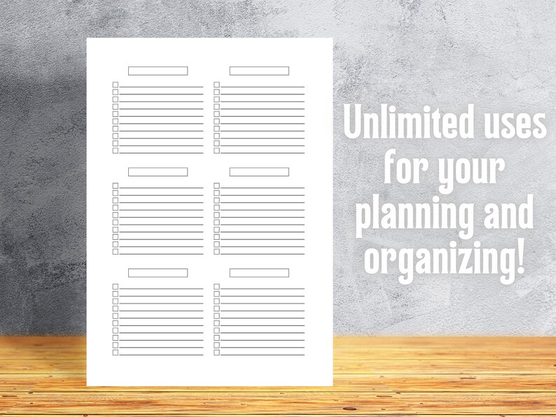 Printable Blank Checklist for Planning Tasks, Organizing Ideas, Grocery ...