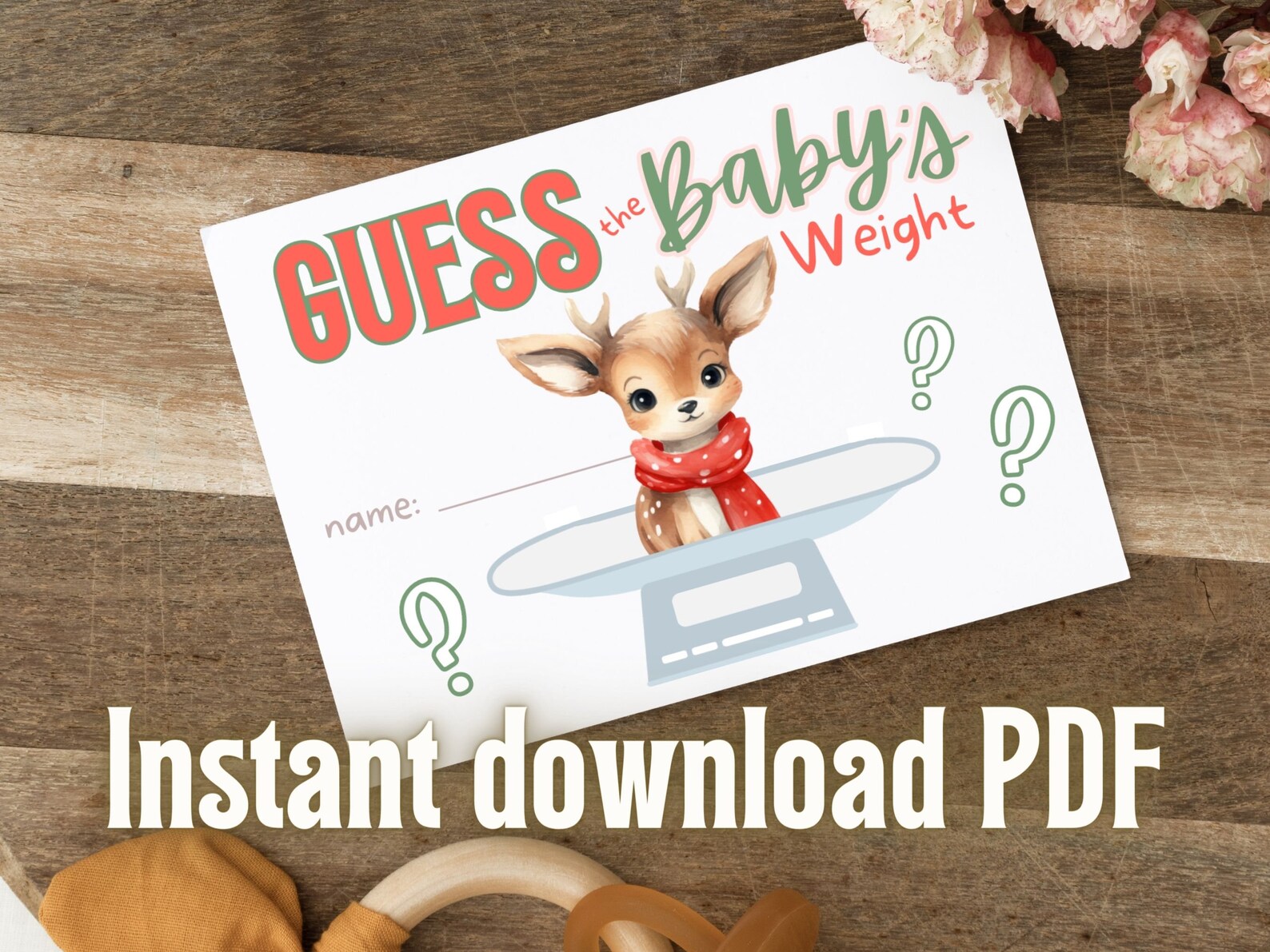 Printable Baby Shower Game Guess the Baby's Weight Fun - Etsy