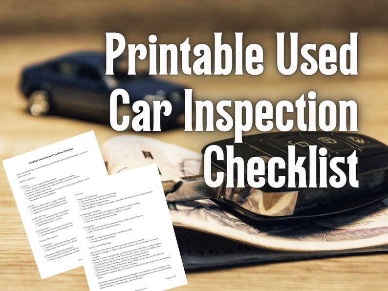 Used Car Inspection & Test Drive Checklist Printable PDF A4 and 8.5 X