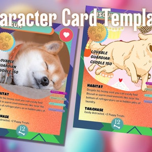 Plantilla de tarjeta de personaje DIY Pet Trading Card Game MTG RPG - Descarga instantánea editable e imprimible