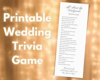 Wedding Trivia Game | Bridal Shower, Reception (Instant Download)