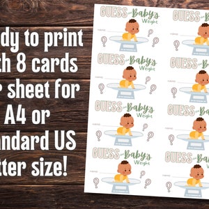 Printable Baby Shower Game Guess the Baby's Weight Fun Game for Your ...