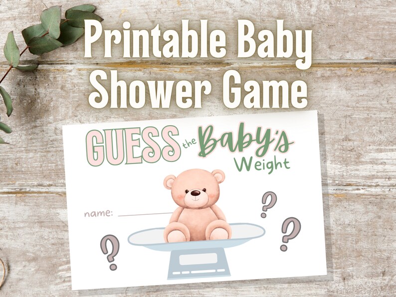 Printable Baby Shower Game Guess the Baby's Weight Fun Game for Your ...