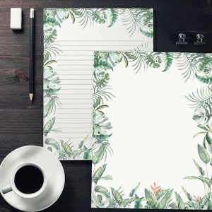 Papelería botánica de la selva tropical con y sin líneas Descarga instantánea imprimible