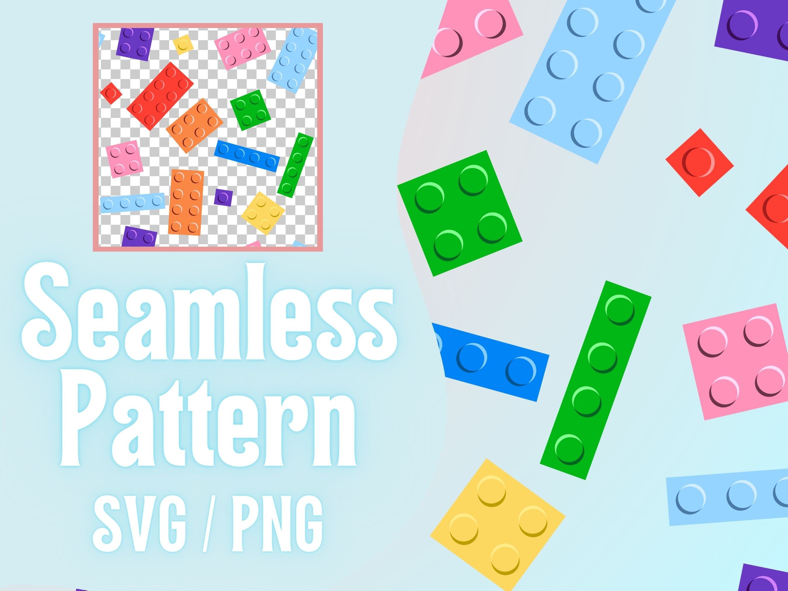 Rainbow Toy Brick Seamless Pattern, PNG/SVG (Digital Download)
