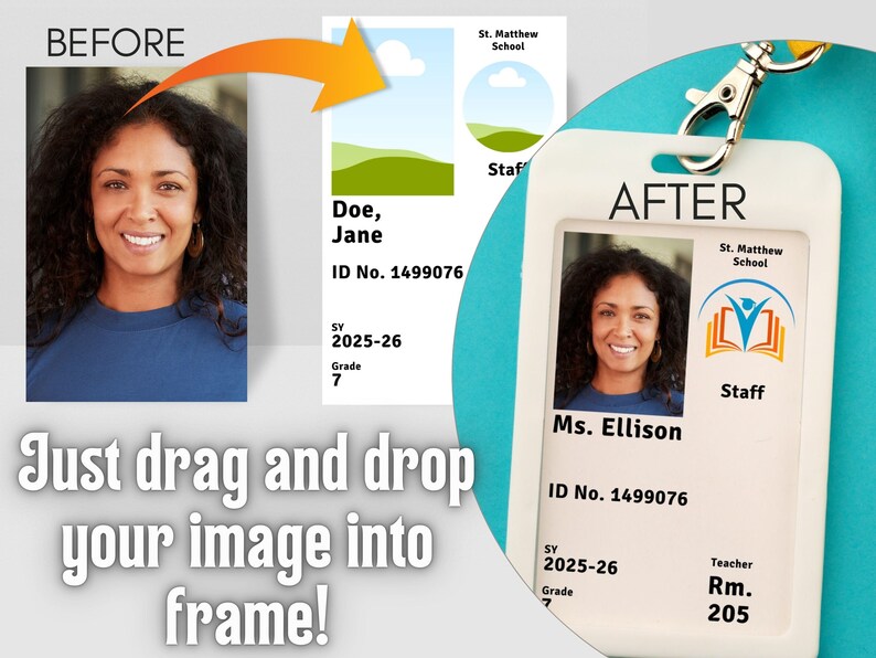 Editable ID Card Template | DIY Printable Badge for Students, Faculty ...