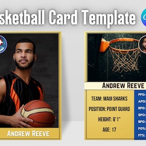de Carte de basket-ball | Pour les joueurs de basket-ball et les fans de tous âges | Couleurs, polices, texte et mise en page modifiables