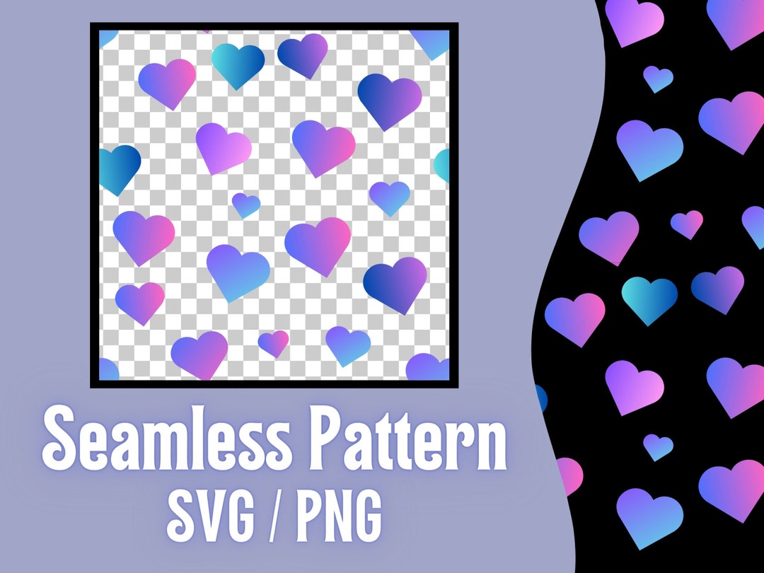 Cute Purple and Blue Hearts PNG/SVG for Seamless Pattern 3600 X 3600 Transparent Background ...