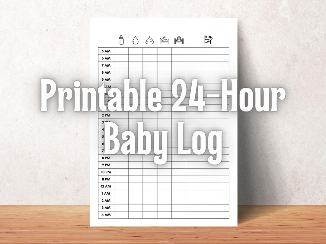Printable 24-hour Baby Log, Daily Baby Tracker (A4/US Letter) - Etsy