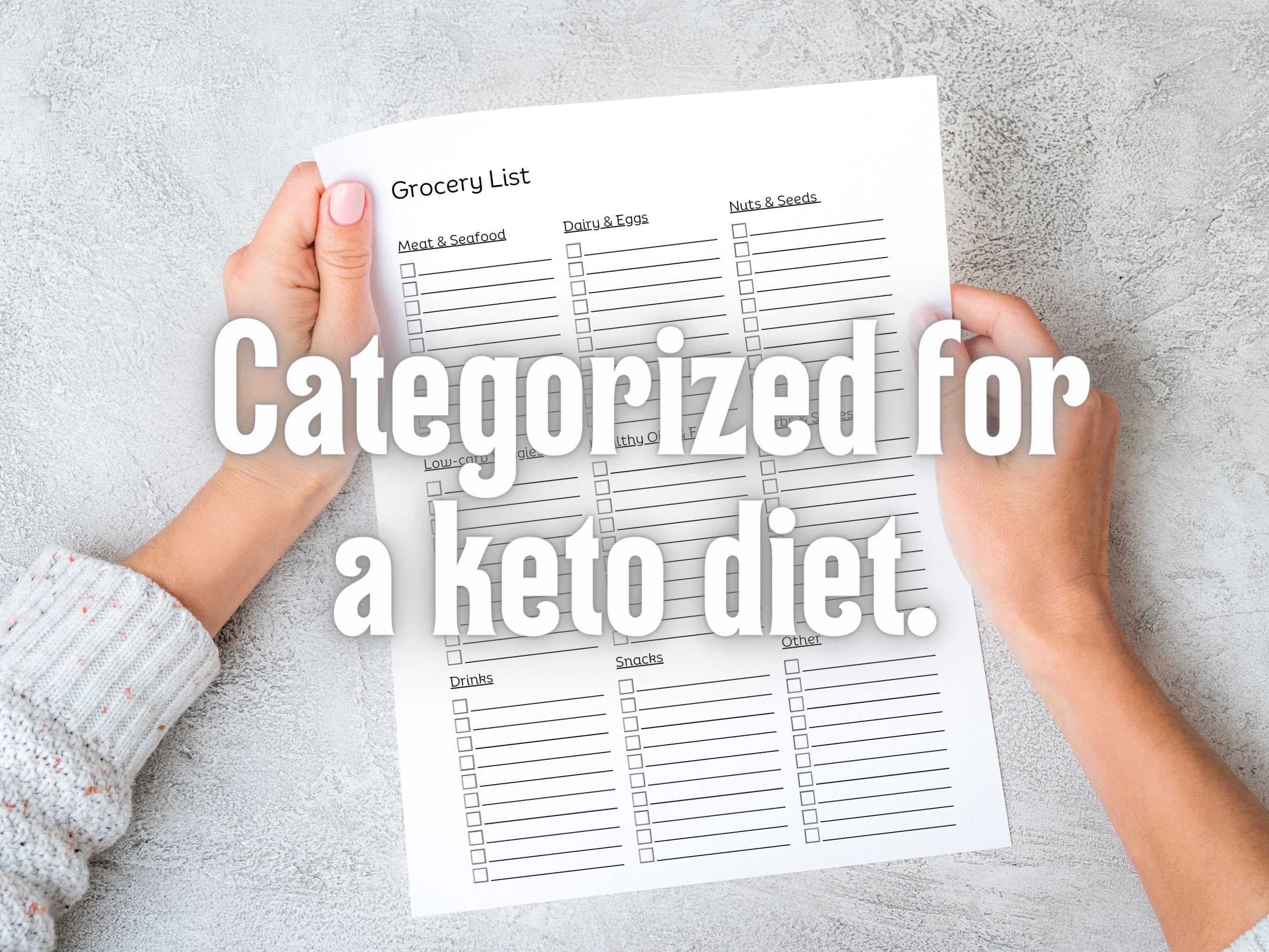 Printable Keto-friendly Grocery Checklist | Low Carb Diet Shopping List With Essential ...