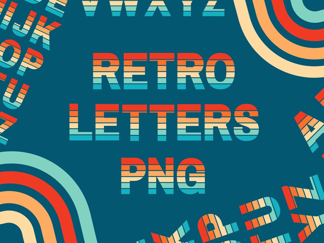 Retro Font PNG Uppercase Throwback Letters A to Z Printable for