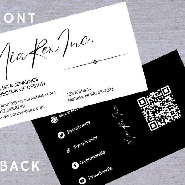 Business Cards With Qr on the Back - Etsy