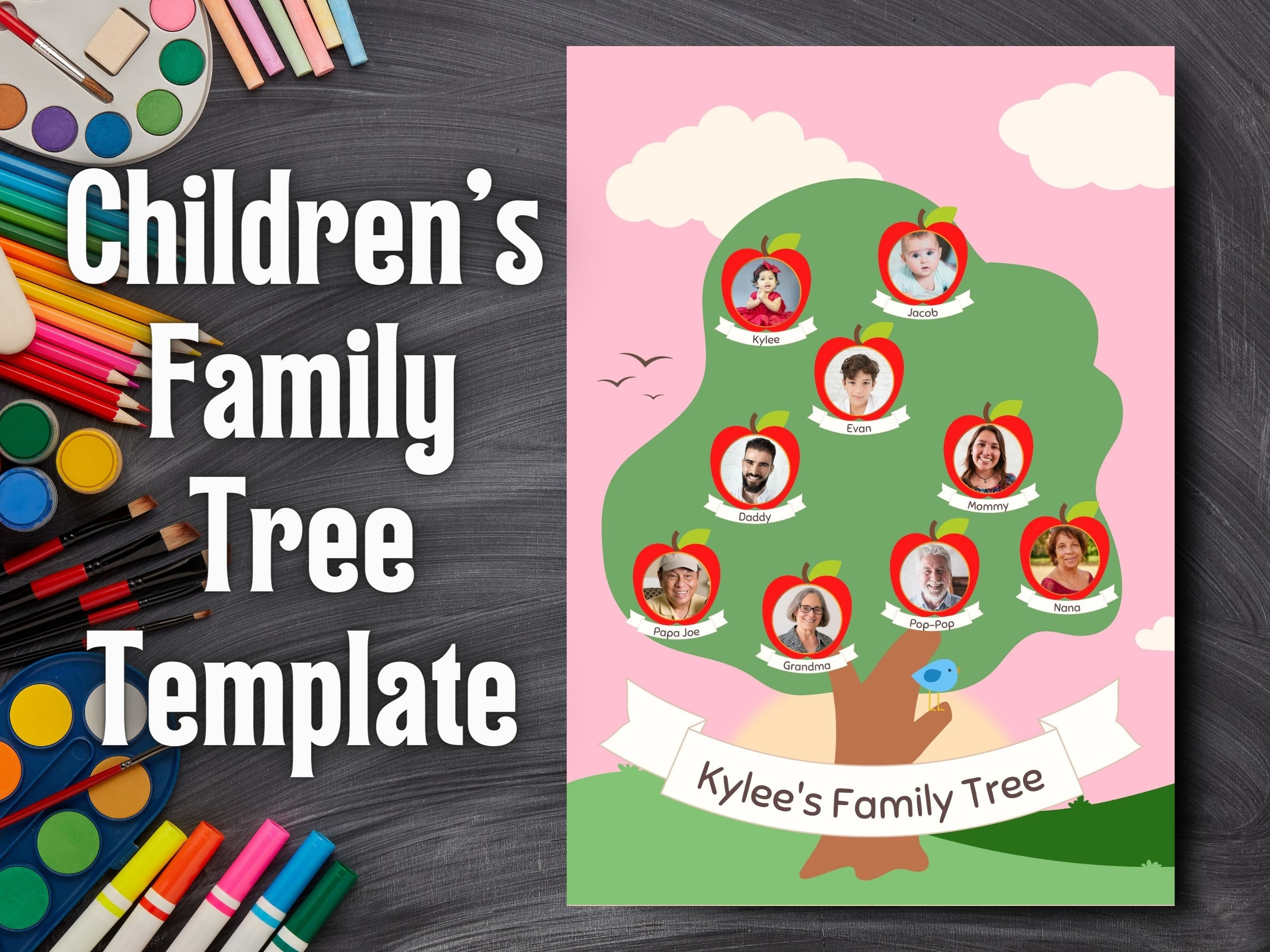Kids Family Apple Tree Template For Printable Children s Decor And kids-family-apple-tree-template-for-printable-children-s-decor-and