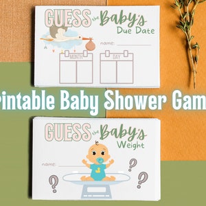 Baby Party Tippspiele zum Ausdrucken - Errate das Gewicht des Babys & errate das Geburtstermin des Babys - Ein Spaß für jedes Alter