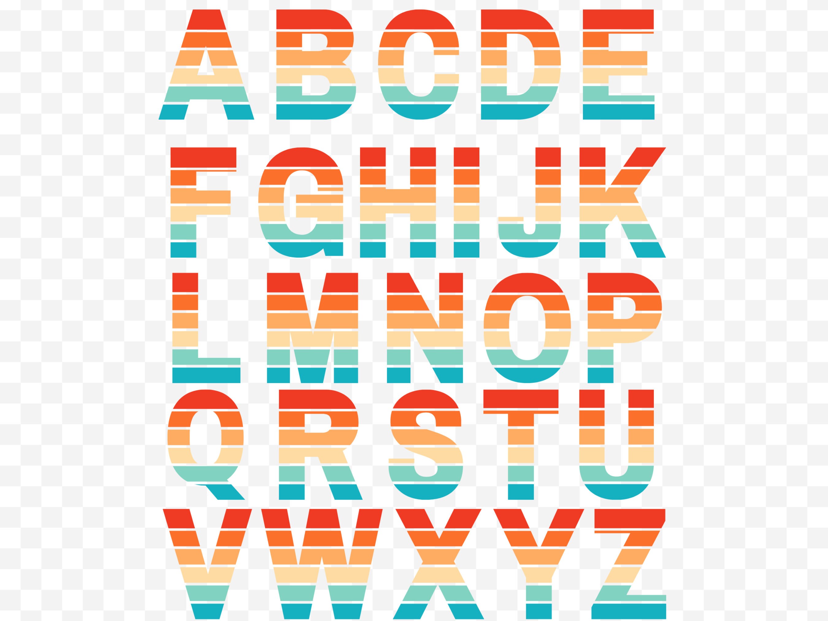 Throwback Lettering Retro Font PNG Uppercase Throwback Letters A to Z Printable for ...